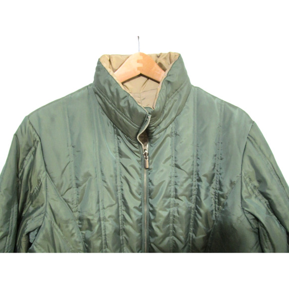EUC! Centigrade Outerwear Green Nylon Down Feather Filled Puffer Coat Women L - Picture 2 of 10